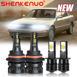 SHENKENUO For Lexus LS400 1990-1992 6000K LED Headlight High/Low + Fog Light 4 Bulbs Combo