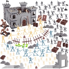 AMOR PRESENT 310PCS Ancient Military Soldier Set, Toy Medieval Knights Army Men Pirate Castle Model Assembly for Boys Birthday Easter Party Gift