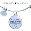 Adoption pendant adjustable bangle bracelet. Adoption gifts engraved jewelry for