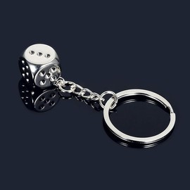 Enyolidimk Silver Creative Metal Six-sided Dice Car Keychain Alloy Key Ring Pendant Decor Gift Key Chain,Car Keychain Accessories for Women Men,Women's Keyrings and Keychains Accessories