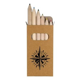 Azeeda 6 x 'Helm & Compass' Short 85mm Pencils/Coloured Pencil Set (PE00065654)