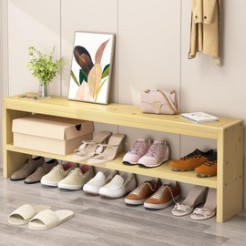 ENPKLUTE Skinny Wood Bench Indoor - 47 x 8 Inch Narrow Wooden Bench for Entryway, Solid Wood Shoe Rack for Front Door Entrance, Farmhouse Bench for End of Bed, Dining Room & Hallway - Wood Wax Finish