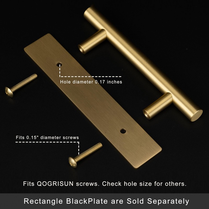 QOGRISUN 5-Pack Solid Brass Cabinet Pulls Back Plates, Rectangle Cabinet