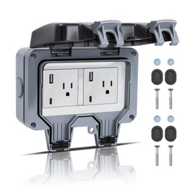 ZUYIYI Outdoor Power Outlet IP66 Waterproof Power Socket, 15A 110-250V Outdoor Plug Socket with Type C & USB Ports, Lockable Electrical Outlet with Clear Cover for Garden Outdoor Indoor Wall