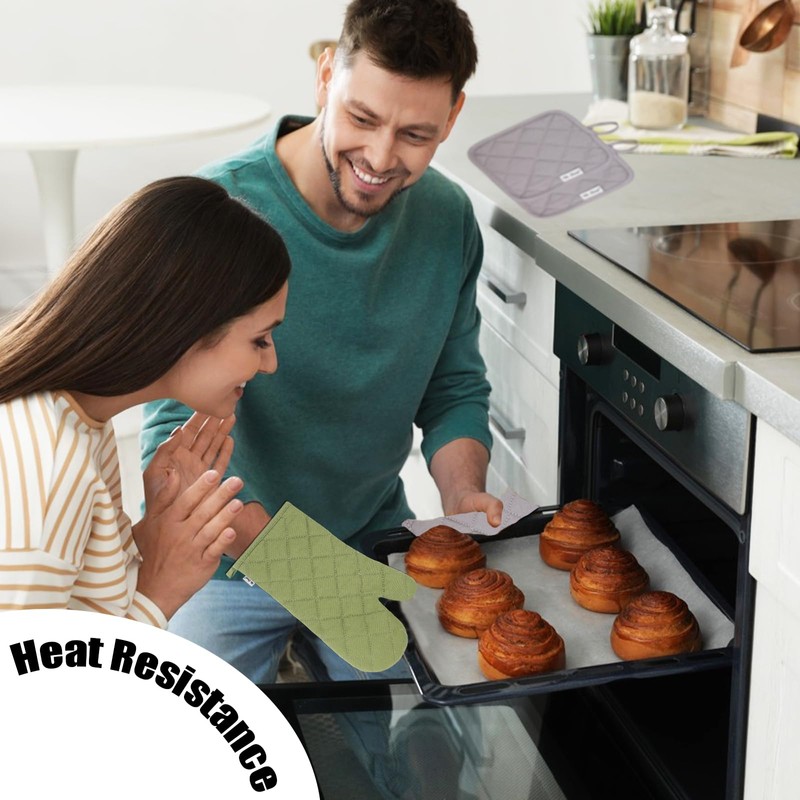 Win Change Oven Mitts and Pot Holders Sets,6 Pcs Oven