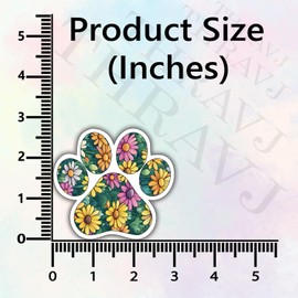 3Pcs Floral Paw Print Vinyl Stickers Durable for Laptops Water Bottles Phones Tumblers Notebooks Cars Mugs Size 2.8 x 3 Inch