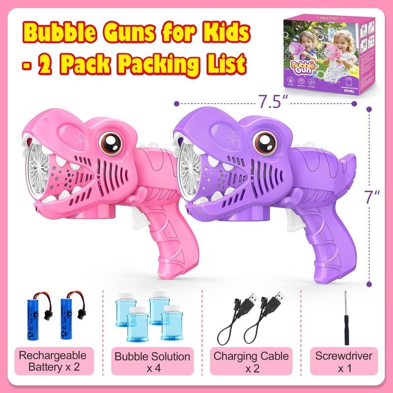 Yunaking Bubble Gun Machine for Kids - Toys for Girls