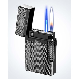 SNYYIAI Dual Flame Mode Classic Lighter, Jet Torch Lighter Soft Flame Lighter 2 in 1 Windproof Refillable Butane Lighter for Men Dad Husband Gift Collect,Black b