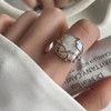 Irregular Pearls Women's Silver Ring, Open Adjustable Pearl Ring, Shiny