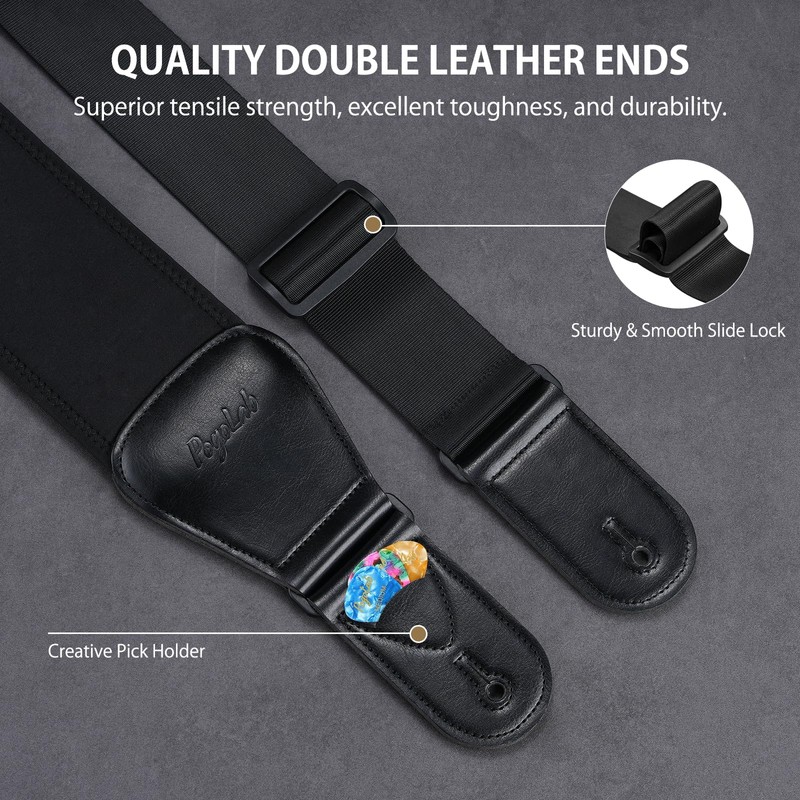 POGOLAB Guitar Strap for Electric Guitar & Bass, Wide Bass