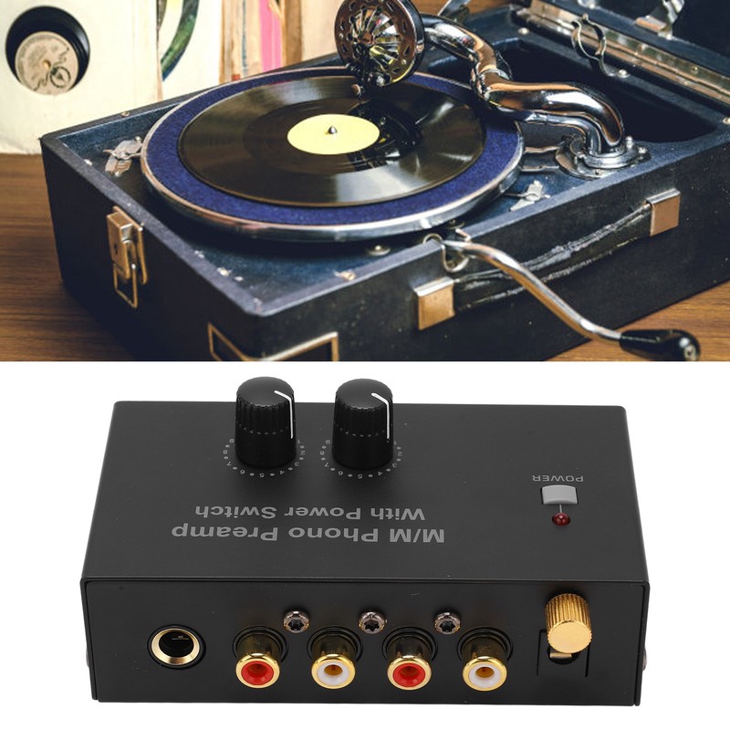 Phono Preamp RCA L R Input Output Level Turntable Volume