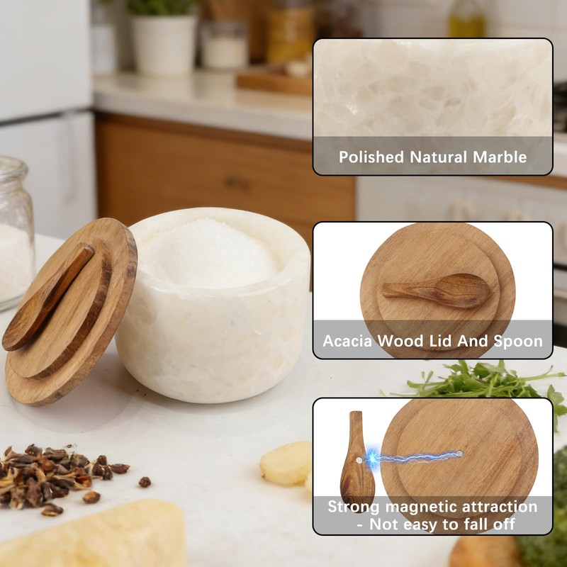 Lc.Courage Salt and Pepper Spice Cellar, Marble Container for Coffee,