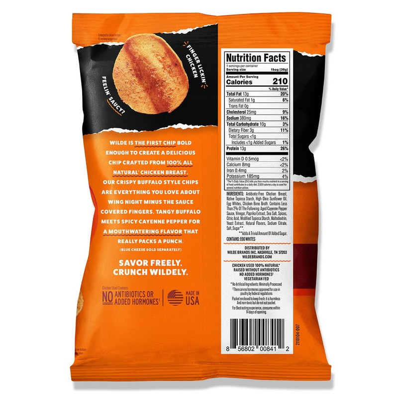 WILDE Buffalo Protein Chips, Thin and Crispy, High Protein, Keto