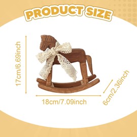 MagiDeal Wooden Horse Figurine Rocking Horse Statue with Ribbon Decorative Unique Collectible Holiday Season Ornament Table Decoration, C Lace Ribbon