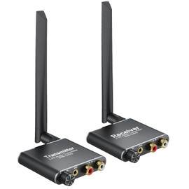 LiNKFOR 2.4Ghz Wireless Audio Transmitter Receiver, 50M/164Ft Long-Range Transmitter & Receiver with Low Latency,Volume Control,Ideal for TV/Subwoofers/Speakers,RCA(3.5mm) Out/Input