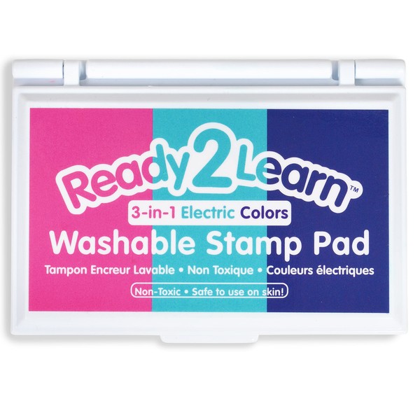 READY 2 LEARN Washable Stamp Pad 3-in-1 - Electric - Pink, Purple and Turquoise - Non-Toxic - Fade Resistant - Perfect for Scrapbooks, Posters and Cards - New and Improved 2022 Version