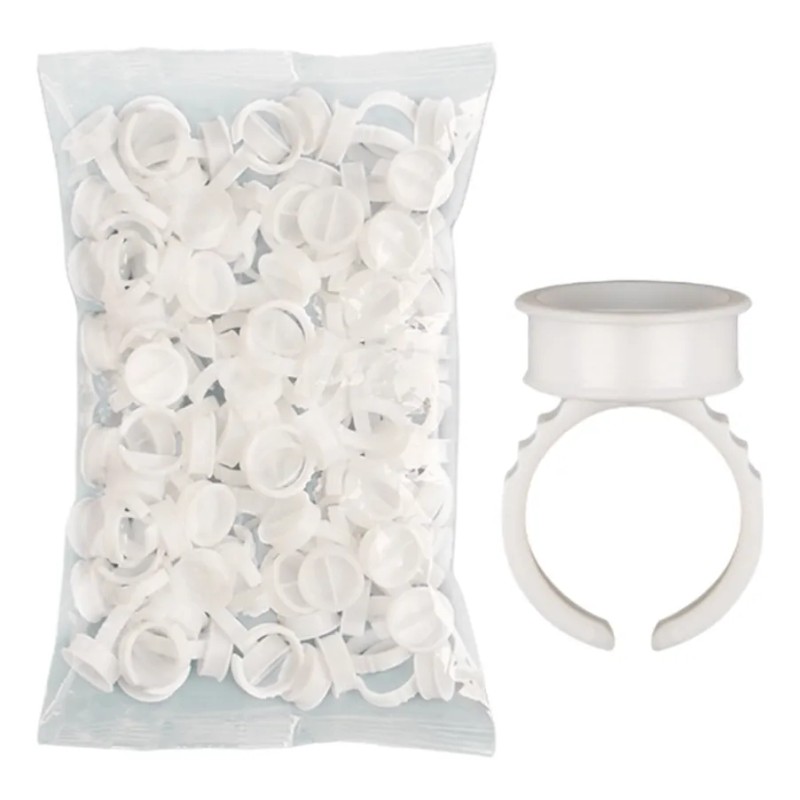 100 Piezas Anillos Para Pigmento De Pestaas,cejas.belleza Blanco