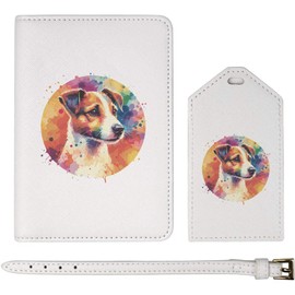 Azeeda 'Jack Russell Terrier' Passport Cover & Luggage Tag Travel Set (PA00029346)