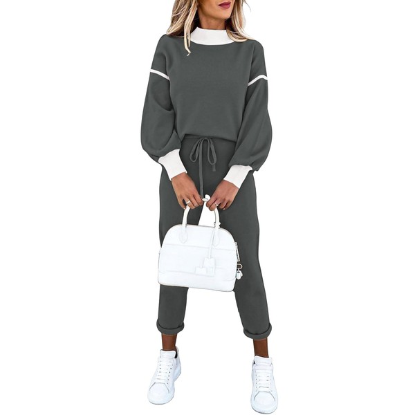 Fixmatti Sweatsuits Women 2 Piece Outfit Crop Sweatshirt And Jogger