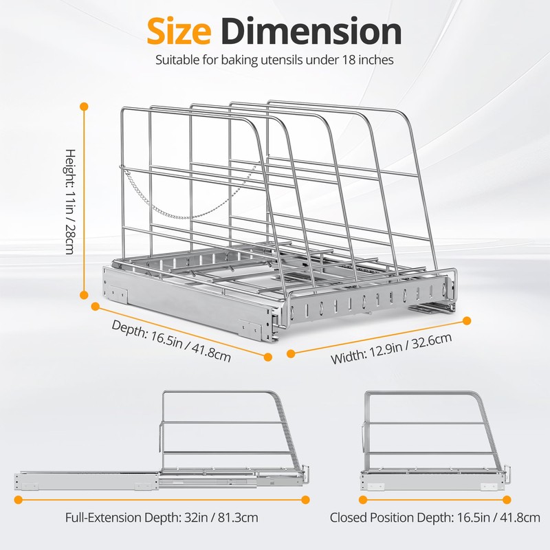 Pull Out Cabinet Organizer for Cutting Board, Cookie Sheet, Baking