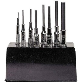 Bahco 3659/8 Pin Punches Set in Plastic Stand, Silver/Black, Set of 8 Piece