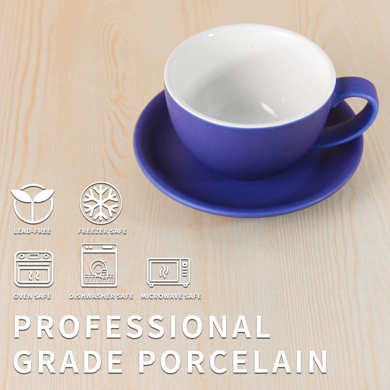Yundu Ceramics Latte Cup and Saucer - 10 oz for