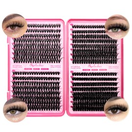 Selawasty Lash Clusters 640pcs Natural Lash Extension Individual Cluster Eyelash Russian Lash Clusters Individual Lashes Eyelash Clusters Natural Look Eyelashes for DIY at Home(9-16MM,30D,40D,50D,60D)