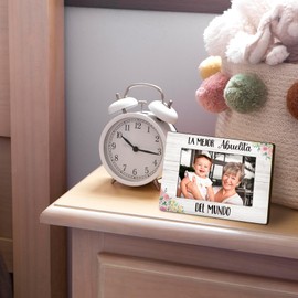 DUXMNAMG Abuelita 4x6 Picture Frame, Spanish Grandma Abuelita Photo Frame, Grandma Picture Frame, Gifts for Abuelita from Grandkids, La Mejor Abuelita Del Mundo Photo Frames for Desk Shelf Decor