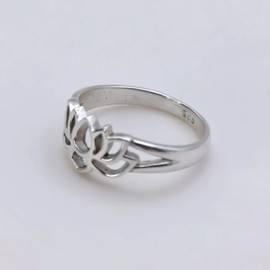 Lotusblütenring, 925 Sterling Silber Lotusring, handgemachter Lotusblütenschmuck, zierliches süßes Geschenk für ihre Mutter, Symbol der Reinheit (66 (21.0))
