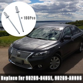 100Pcs Silver Door Reveal Molding Rivet compatible with Toyota Camry,Lexus RX350,Door Reveal Molding Rivet Replace for 90269-04051, 90269-A0006
