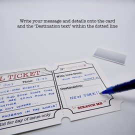 White DIY Travel Ticket Vacation Holiday Surprise Card bundle, Scratch and Reveal your Surprise Destination (Do it yourself). Perfect for valentines, birthdays and anniversary’s!