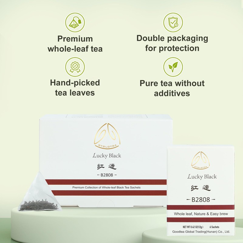 GTGLOTRA Full-Leaf Loose Black Tea, 24 Pyramid TeaBags(4 Pack), Easy