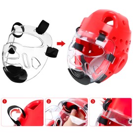 Taekwondo mask Removable Arts Headgear Fight Headgear Detachable Face Protector Headgear Sparring Boxing Helmet Hockey Visor Man Tempered Plastic Boxing Supplies Hanging