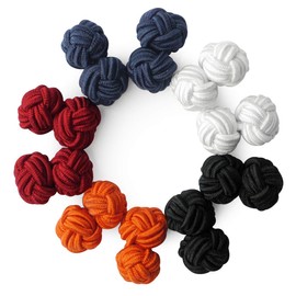 Honey Bear 5 Pairs Men’s and Women’s Silk Fabric Knot, Silk Knots Cufflinks Set, Wedding, Business Gift, Reusable, NA, Round 10 Without Box