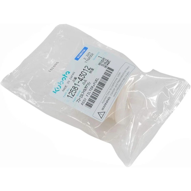 Kubota Genuine OEM Kubota 12581-43012 Fuel Filter - 2 PACK