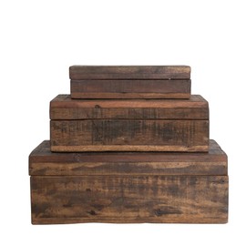 Creative Co-Op Reclaimed Vintage Wood Boxes, Set of 3 Sizes, Natural