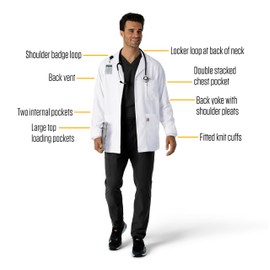 Carhartt Scrubs C71005 Modern Fit Consultation Lab Coat - Small Regular - White