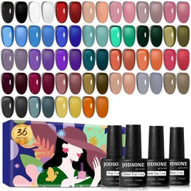 JODSONE Jelly Gel Nail Polish Set, 32 Colours Black White Pink Purple Blue Translucent Soak off Uv Nail Gel DIY Manicure Design Gift for Women Girls