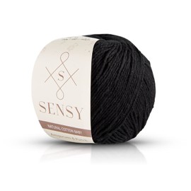 Sensy 100% Soft Cotton Yarn for Amigurumi Knitting and Crochet, Macrame Yarn, Ideal for Blanket, Throws, Pillow, Baby Dolls Projects (Black)