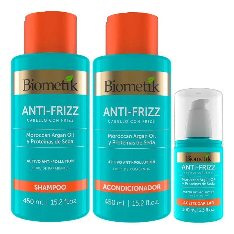 Biometik Kit Antifrizz 3 En 1 Shampoo+acondicionador+aceite