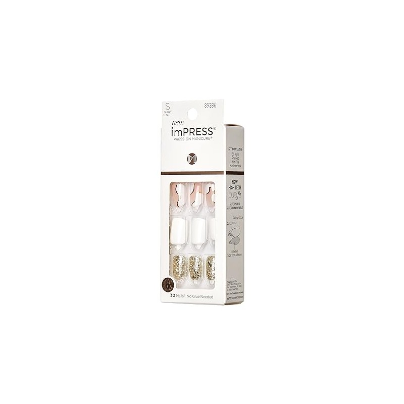 KISS imPRESS Press-On Manicure Fake Nails – Astound, Short, Square,