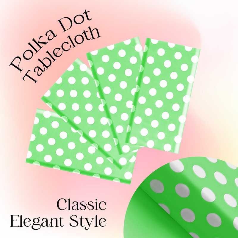 1 Piece Lime Green Polka Dot Rectangle Tablecloth - 54x72“