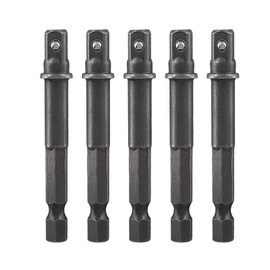 Biaungdo Square Socket Bit Adapter, 5 Pcs 1/4 Hex Impact Socket Extension Socket Driver Bits Set Impact Socket Adapter for Automotive DIY Drills(1/4 Hex Shank, Silver)