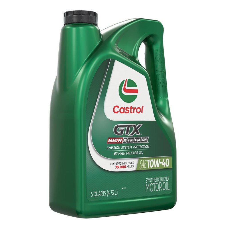 Castrol GTX High Mileage 10W-40 Synthetic Blend Motor Oil, 5
