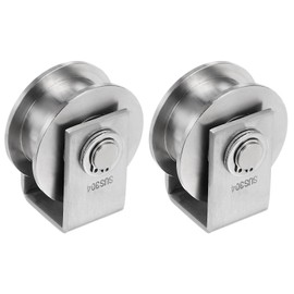 HARFINGTON 2pcs 2.7" H Groove Wheel Sliding Gate Caster, Rigid Caster Wheels with Bracket for Inverted 0.87" H-Track, 1102 lbs Capacity Per Wheel, for Garage Door, Lifting, Industrial Machine