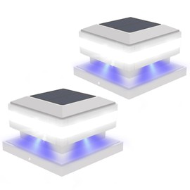 Sumaote Solar Post Lights, 52 LED 160LM 6x6 Solar Post Cap Light Outdoor IP65 Waterproof for 4x4, 6x6 Wooden Posts, Fence Deck 6000K White Lighting for Garden Patio Decor, 2 Pack