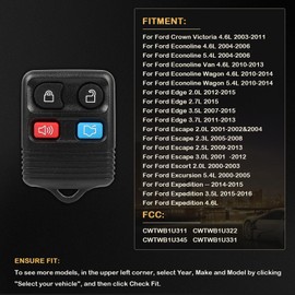 1 X Keyless Entry Remote Control for Ford for Lincoln for Mazda for Mercury for Flex for Taurus for Expedition for F-250 Super Duty for F-350 for F-350 Super Duty for MKZ 1998-2017 4 Buttons