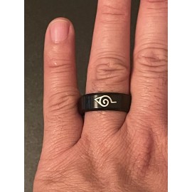 FlyStarJewelry Anime Naruto Ring Black Men Stainless Steel Engagement Couple Rings Band Jewelry - 7