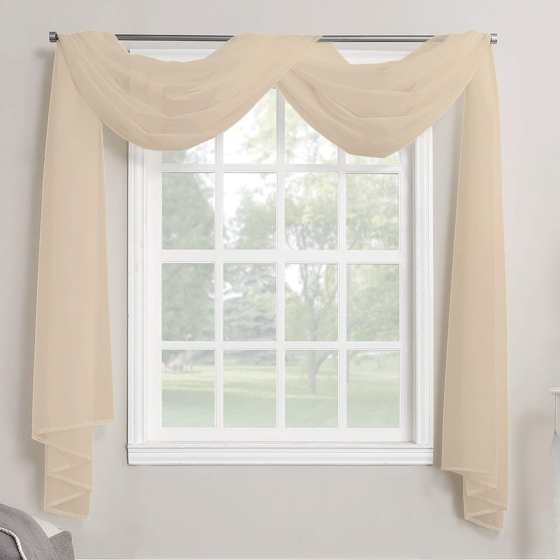 Megachest TAILORED VOILE WINDOW SCARF PELMET (mink, 56"X197"X1 Panel)