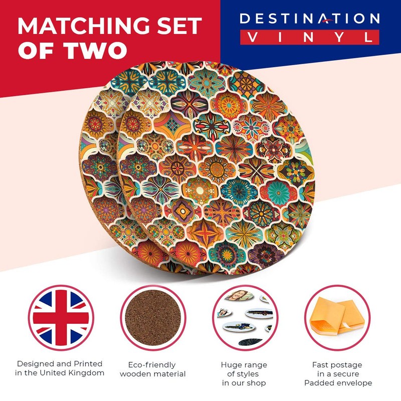 Destination Vinyl ltd 2 x MDF Glossy Top Coasters Round